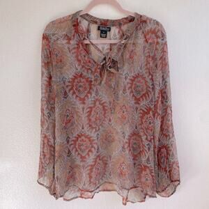 Lucky Brand Sheer Paisley Blouse | Size Medium | EUC